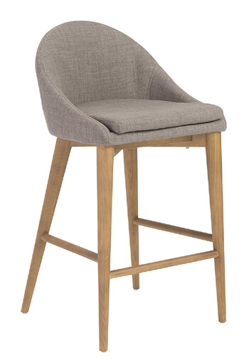 Euro Style Baruch Counter-Height Stool in Walnut Finished Legs, Dark Gray